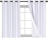 Linen Blackout Thermal Insulated  White Liner Grommet Top Curtains