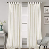 Linen Curtains Natural Linen Blended Tab Top Light Filtering Sheer Curtains