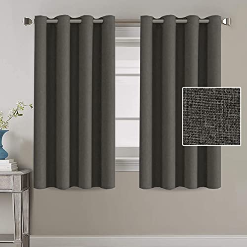 Linen Blackout Curtains Thermal Insulated Primitive Textured Grommet Curtains