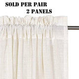 Natural Linen Blended Curtains Light Filtering Rod Pocket Sheer Curtains