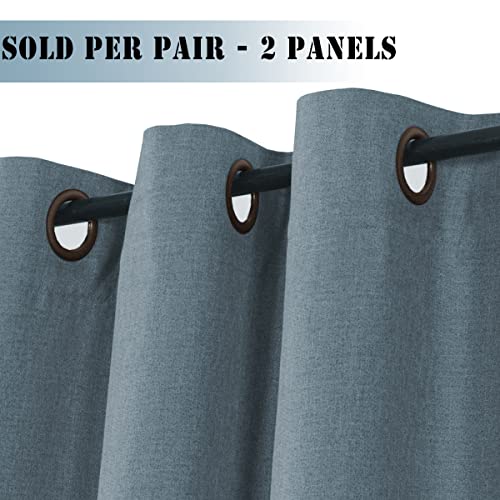 Linen Blackout Curtains Thermal Insulated Primitive Textured Grommet Curtains