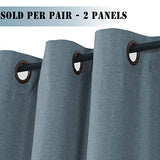 Linen Blackout Curtains Thermal Insulated Primitive Textured Grommet Curtains