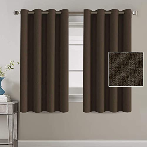 Linen Blackout Curtains Thermal Insulated Primitive Textured Grommet Curtains