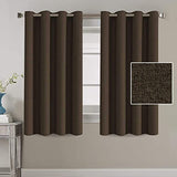 Linen Blackout Curtains Thermal Insulated Primitive Textured Grommet Curtains