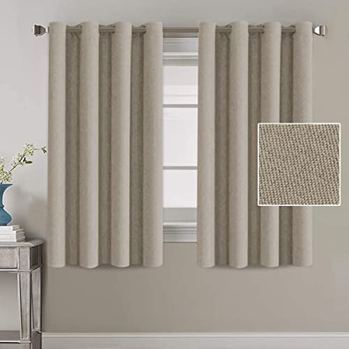 Linen Blackout Thermal Insulated  Primitive Textured Grommet Curtain
