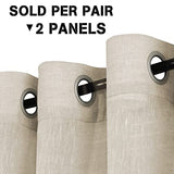 Natural Linen Blended Privacy Sheer Nickel Grommets Curtains
