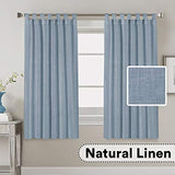 Linen Curtains Natural Linen Blended Tab Top Light Filtering Sheer Curtains