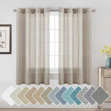 Natural Linen Blended Privacy Sheer Nickel Grommets Curtains