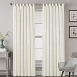 Linen Curtains Natural Linen Blended Tab Top Light Filtering Sheer Curtains