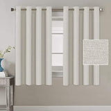 Linen Blackout Curtains Thermal Insulated Primitive Textured Grommet Curtains