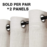 Natural Linen Blended Privacy Sheer Nickel Grommets Curtains