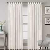 Linen Curtains Natural Linen Blended Tab Top Light Filtering Sheer Curtains