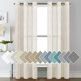 Natural Linen Blended Privacy Sheer Nickel Grommets Curtains