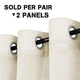 Natural Linen Blended Privacy Sheer Nickel Grommets Curtains