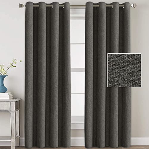 Linen Blackout Thermal Insulated  Primitive Textured Grommet Curtain