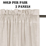 Natural Linen Blended Curtains Light Filtering Rod Pocket Sheer Curtains