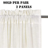 Natural Linen Blended Curtains Light Filtering Rod Pocket Sheer Curtains