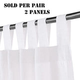Linen Curtains Natural Linen Blended Tab Top Light Filtering Sheer Curtains