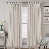 Linen Curtains Natural Linen Blended Tab Top Light Filtering Sheer Curtains