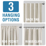 H.VERSAILTEX Contemporary Faux Linen 100% Blackout Back Tab/Rod Pocket/Hook Belt Thermal Insulated Curtain Sets for Bedroom, 2 Panels, 52"x 63", Beige