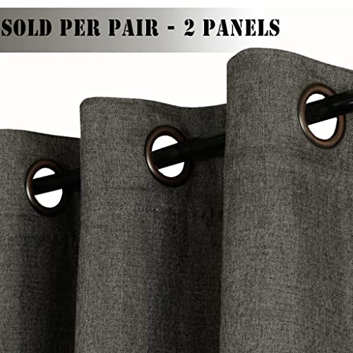 Linen Blackout Curtains Thermal Insulated Primitive Textured Grommet Curtains