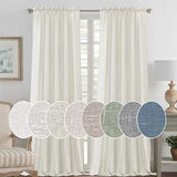 Natural Linen Blended Curtains Light Filtering Rod Pocket Sheer Curtains