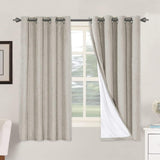 Linen Blackout Thermal Insulated  White Liner Grommet Top Curtains
