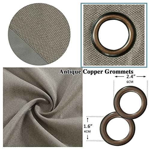 Linen Blackout Curtains Thermal Insulated Primitive Textured Grommet Curtains