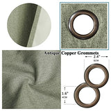 Linen Blackout Curtains Thermal Insulated Primitive Textured Grommet Curtains