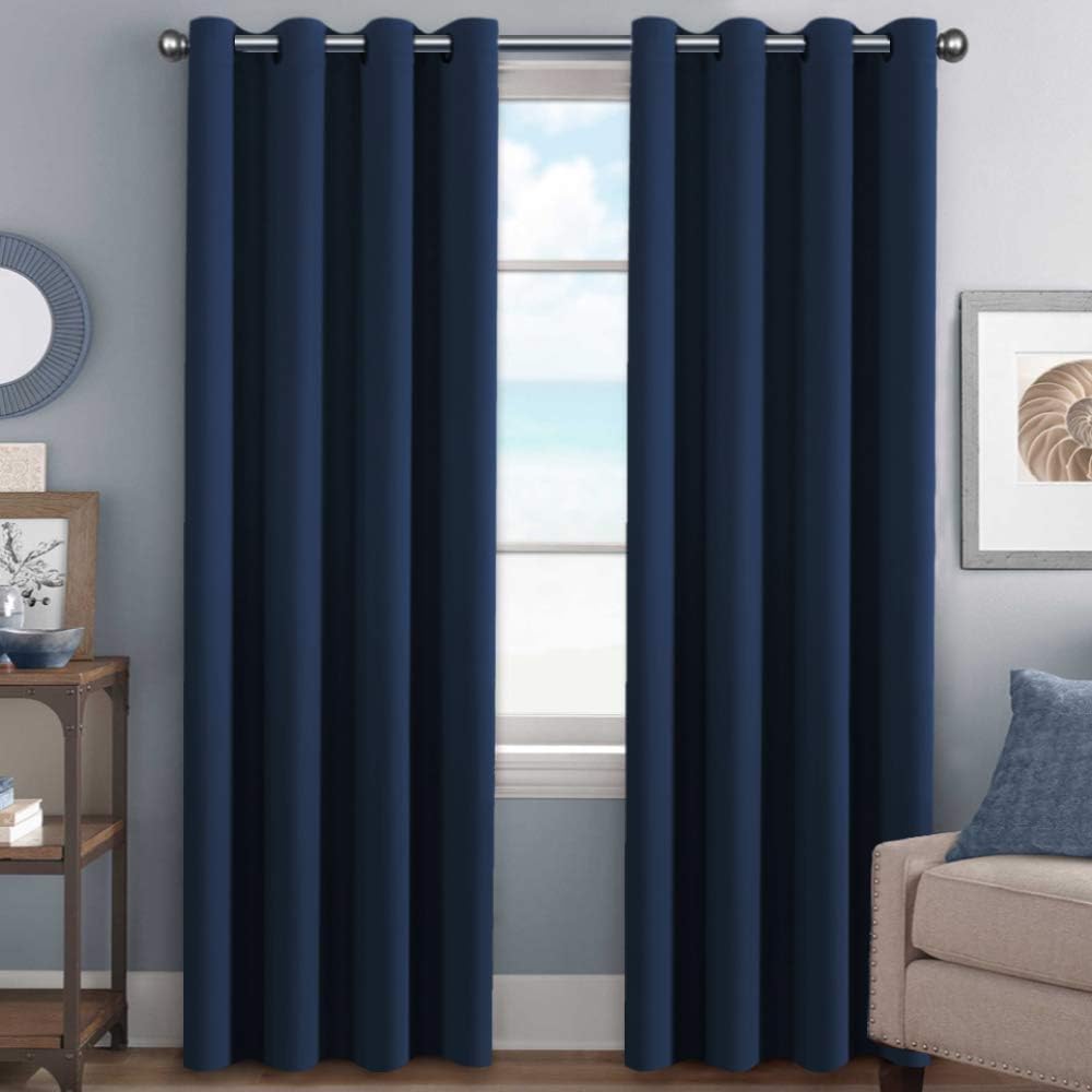 Blackout Curtains Thermal Insulated Grommet Top Solid Color Curtains
