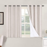 Linen Blackout Thermal Insulated  White Liner Grommet Top Curtains