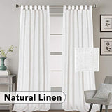 Linen Curtains Natural Linen Blended Tab Top Light Filtering Sheer Curtains