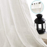 Linen Curtains Natural Linen Blended Tab Top Light Filtering Sheer Curtains