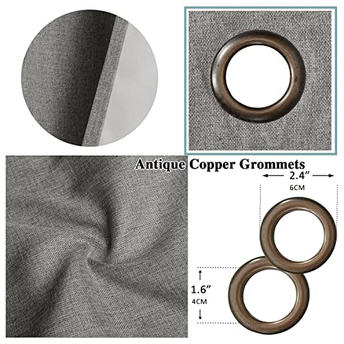 Linen Blackout Curtains Thermal Insulated Primitive Textured Grommet Curtains