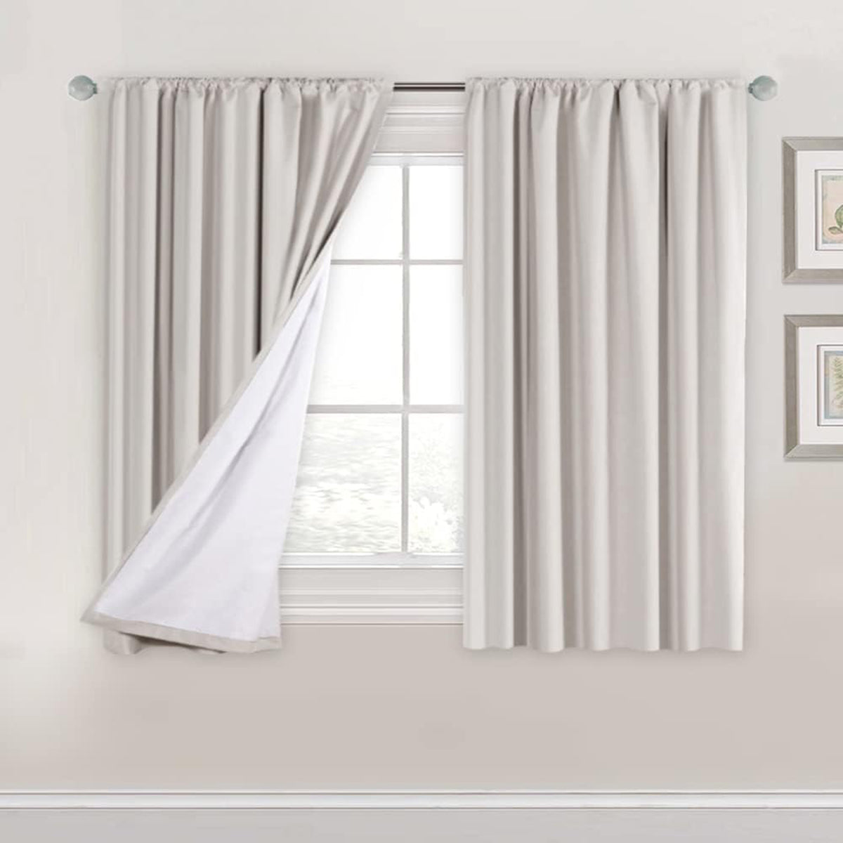 Full Light Blocking Thermal Insulated Curtain Draperies with Soft White Coating
