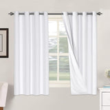 Linen Blackout Thermal Insulated  White Liner Grommet Top Curtains