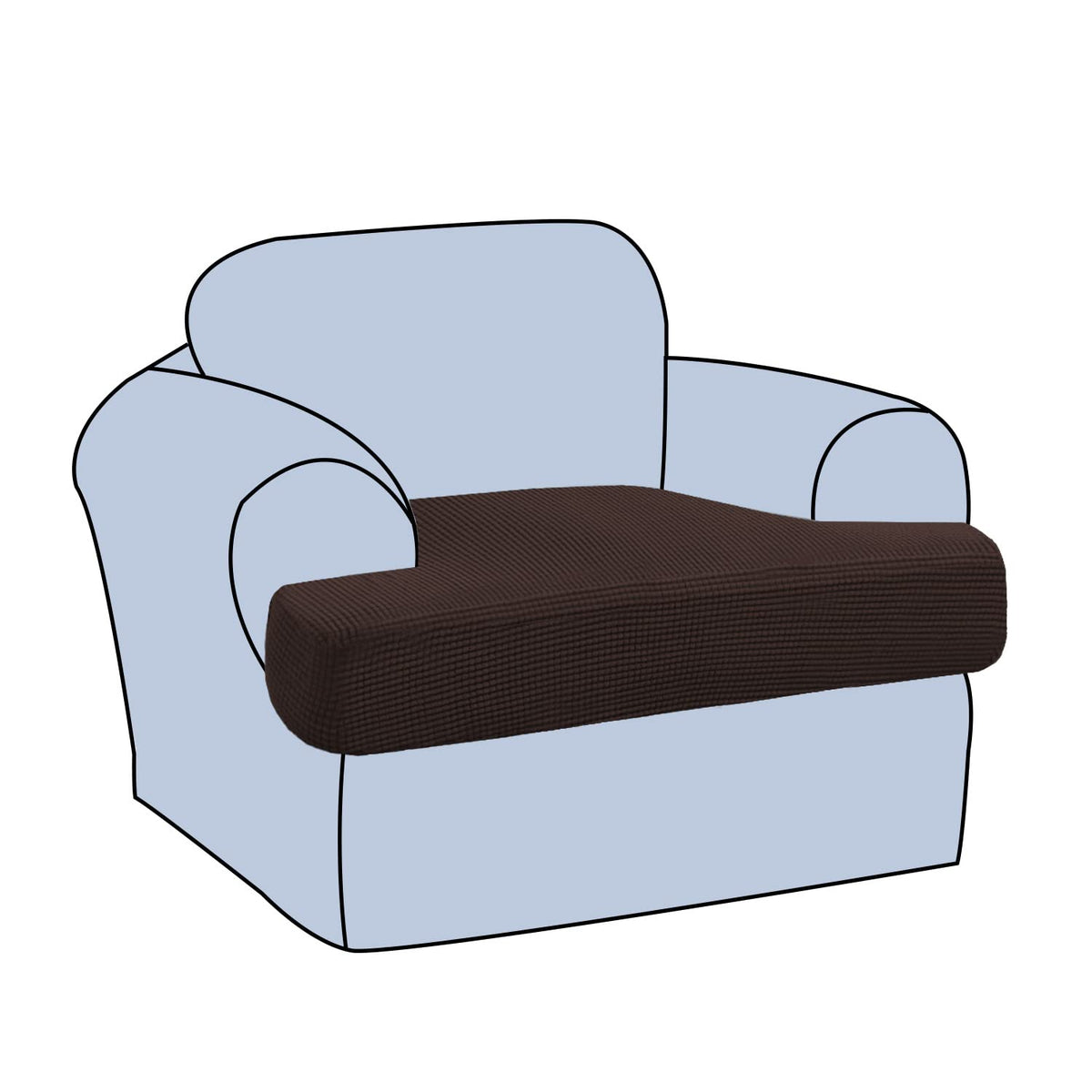 H.VERSAILTEX Stretch 2 Piece T Cushion Sofa Slipcovers Individually Sofa Cushion Covers for 2 Cushion Couch Sofa Seat Cushion Covers with Elastic Bands Featuring Thicker Jacquard Fabric, Dusty Blue
