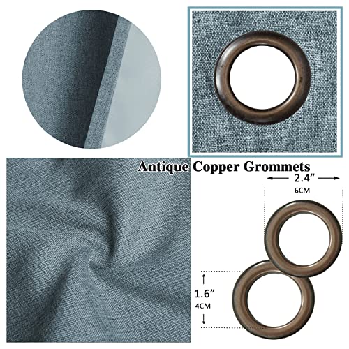 Linen Blackout Curtains Thermal Insulated Primitive Textured Grommet Curtains