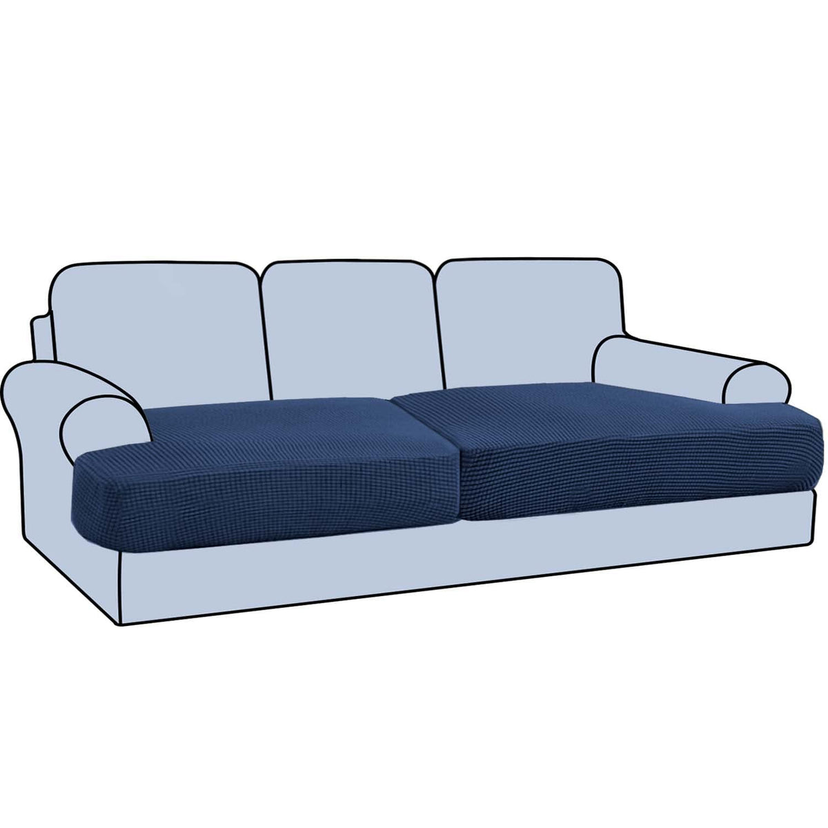 H.VERSAILTEX Stretch 2 Piece T Cushion Sofa Slipcovers Individually Sofa Cushion Covers for 2 Cushion Couch Sofa Seat Cushion Covers with Elastic Bands Featuring Thicker Jacquard Fabric, Dusty Blue