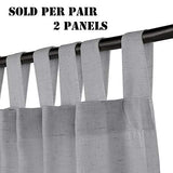 Linen Curtains Natural Linen Blended Tab Top Light Filtering Sheer Curtains