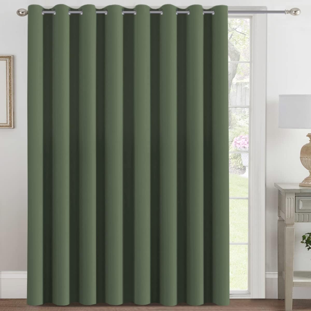 Blackout Thermal Insulated Extra Long Grommet Top Solid Color Curtains, One Panel