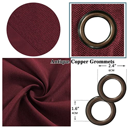 Linen Blackout Curtains Thermal Insulated Primitive Textured Grommet Curtains