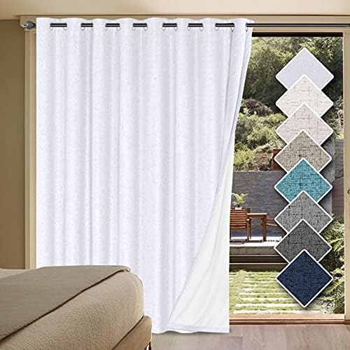 Durable Thick Textured Linen Look 100% Blackout Patio Door Grommet Curtain One Panel