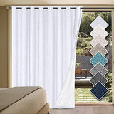 Durable Thick Textured Linen Look 100% Blackout Patio Door Grommet Curtain One Panel