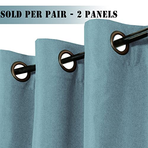 Linen Blackout Curtains Thermal Insulated Primitive Textured Grommet Curtains