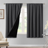 H.VERSAILTEX 100% Blackout Short Curtains for Bedroom Kitchen Privacy Energy Saving Curtain Tiers Set of 2