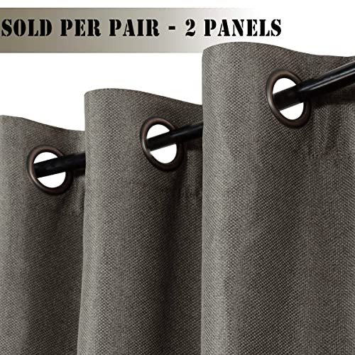 Linen Blackout Curtains Thermal Insulated Primitive Textured Grommet Curtains