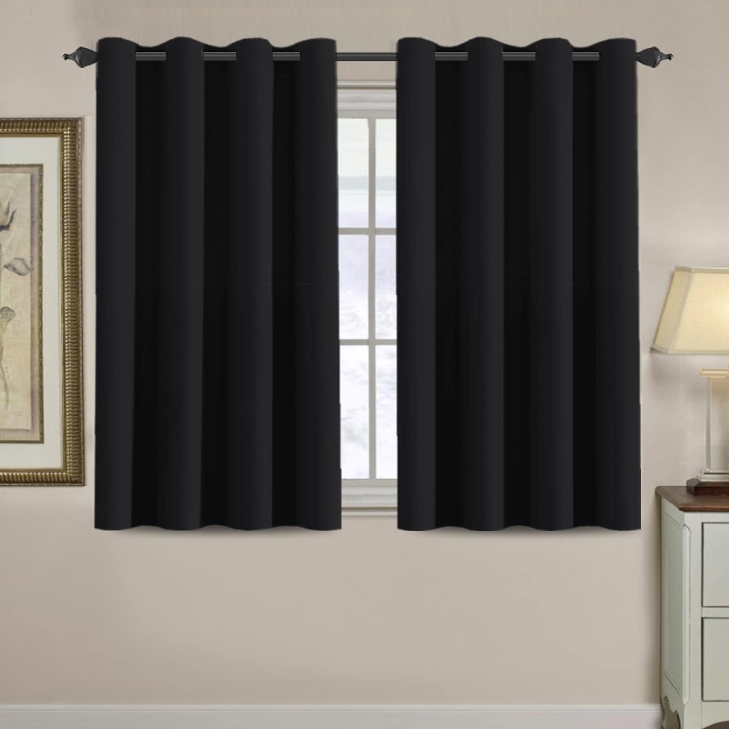100% Blackout Thermal Insulated Grommet Solid Color Curtains