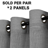 Natural Linen Blended Privacy Sheer Nickel Grommets Curtains