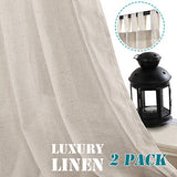 Linen Curtains Natural Linen Blended Tab Top Light Filtering Sheer Curtains